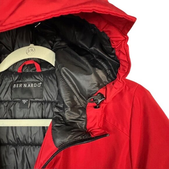 BERNARDO Insulated Hooded Raincoat RED Size S Mid-Length Water-Resistant - Picture 3 of 14